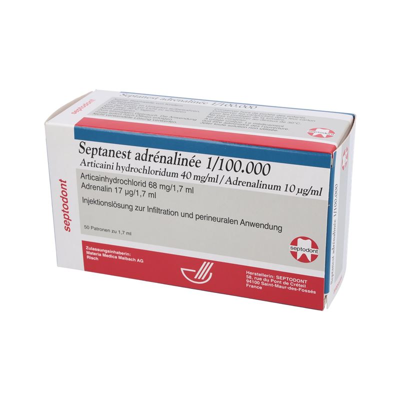 SEPTANEST ADRÉNALINÉE 1/100000 50 Patrone 1.7 ml