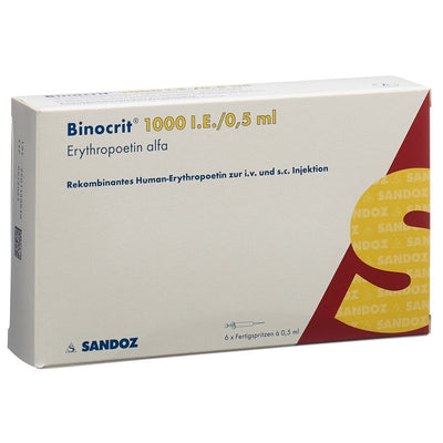 BINOCRIT Inj Lös 1000 IE/0.5ml 6 Fertspr 0.5 ml