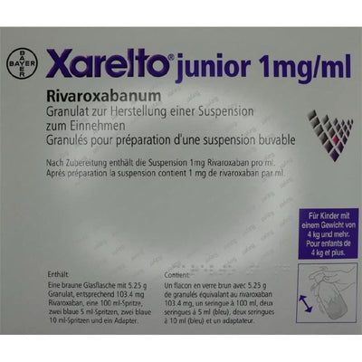 XARELTO junior 103.4mg Rivaroxaban Susp 1 mg/ml Fl