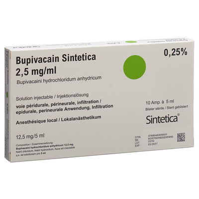 BUPIVACAIN Sintetica 12.5 mg/5ml ste Bli 10 x 5 ml