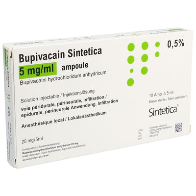 BUPIVACAIN Sintetica 25 mg/5ml Amp ste Bli 10 Stk