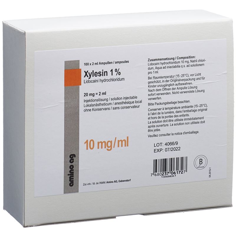 XYLESIN Inj Lös 20 mg/2ml 100 Amp 2 ml